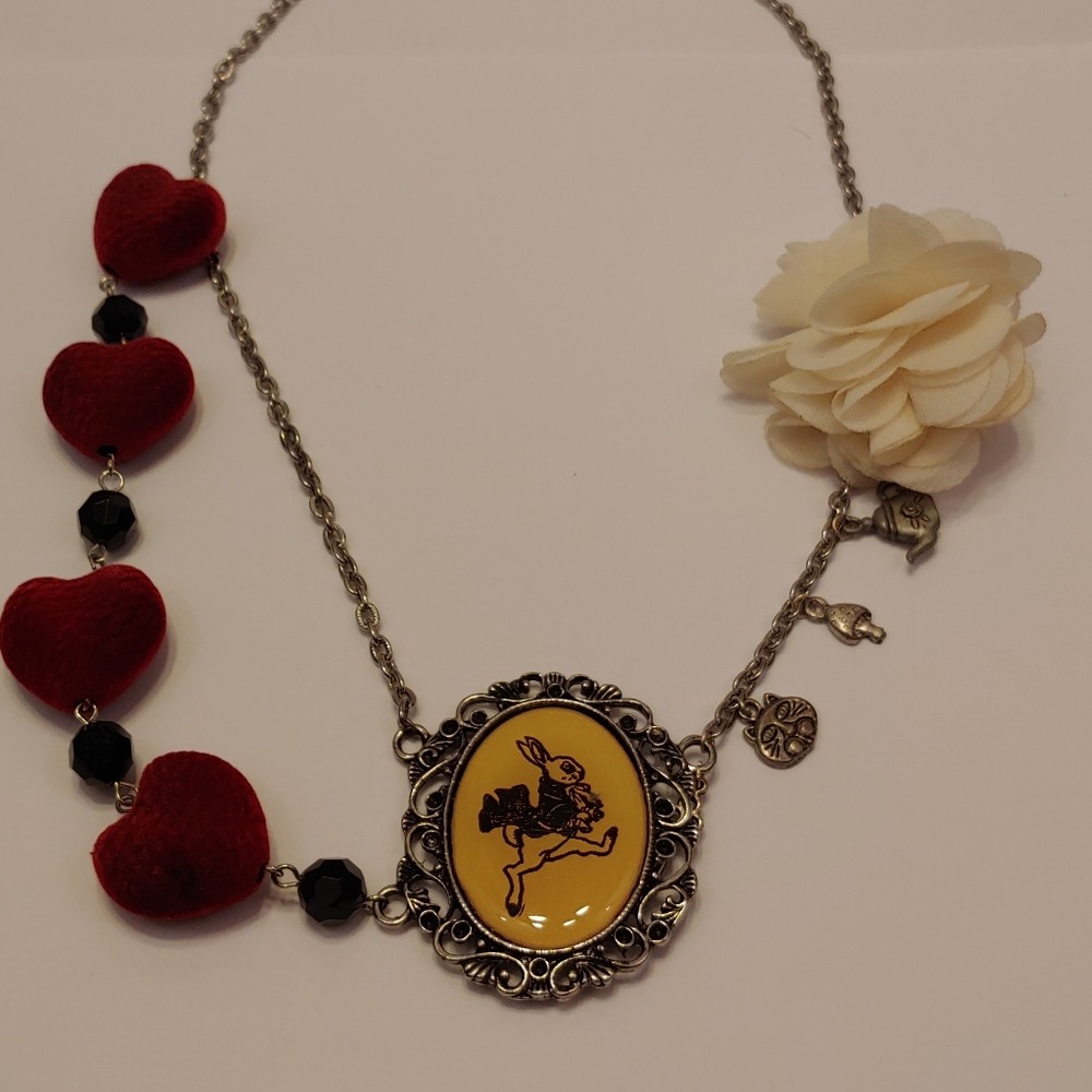 Vintage OOAK Handmade Alice in Wonderland Necklace